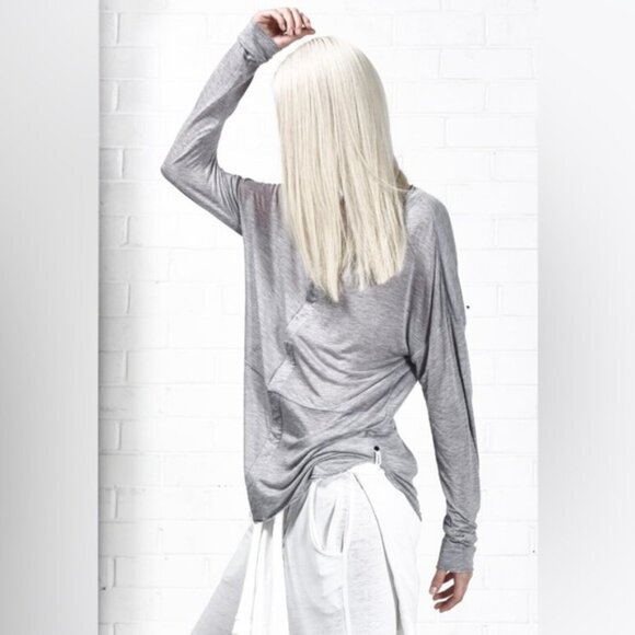 FREE PEOPLE One Teaspoon Soho Fine Wool Grandpa Top Long Sleeves Gray Size S - Picture 9 of 16